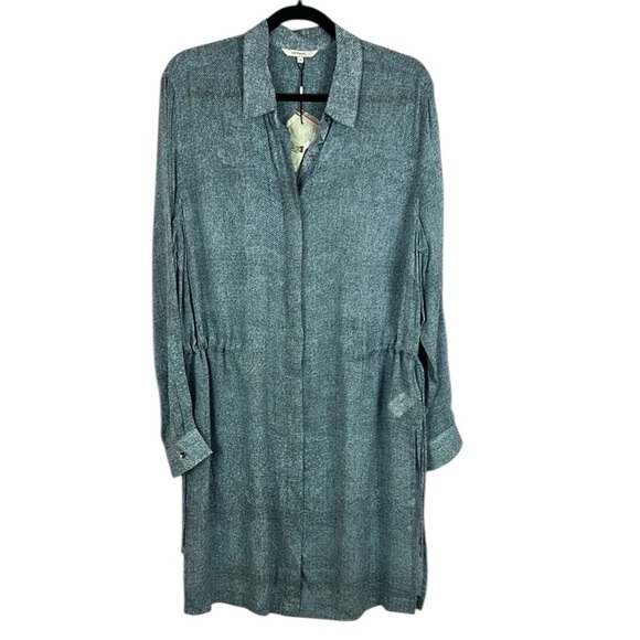 Sandwich Dresses & Skirts - Sandwich Classic Long Sleeve Longline Sheer Tunic Shirt Dress Size 42 Blue NWT